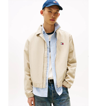 Tommy Jeans Beżowa kurtka bomber z zapięciem na zamek błyskawiczny