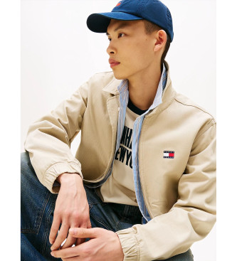 Tommy Jeans Beżowa kurtka bomber z zapięciem na zamek błyskawiczny