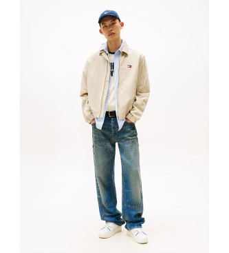 Tommy Jeans Beżowa kurtka bomber z zapięciem na zamek błyskawiczny