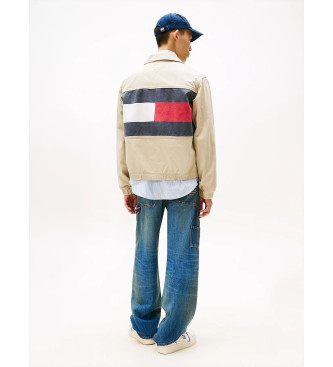 Tommy Jeans Beżowa kurtka bomber z zapięciem na zamek błyskawiczny