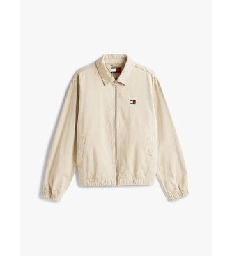 Tommy Jeans Beżowa kurtka bomber z zapięciem na zamek błyskawiczny