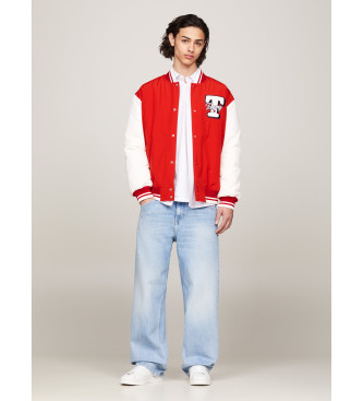 Tommy Jeans Barvna jopica Varsity Jacket rdeča