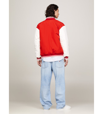 Tommy Jeans Barvna jopica Varsity Jacket rdeča