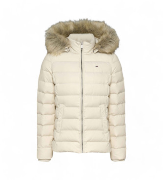 Tommy Jeans Beige huvjacka i fuskpls