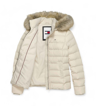 Tommy Jeans Beige jakke med htte i imiteret pels