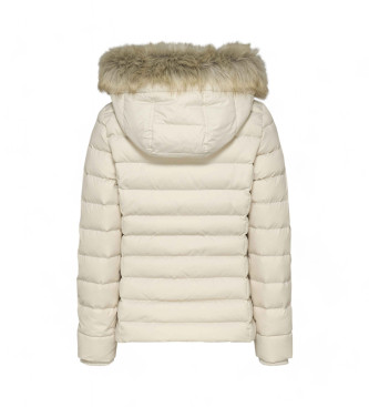 Tommy Jeans Beige jakke med htte i imiteret pels