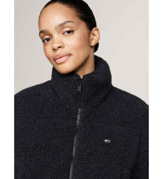 Tommy Jeans Winter jacket in black teddy fabric