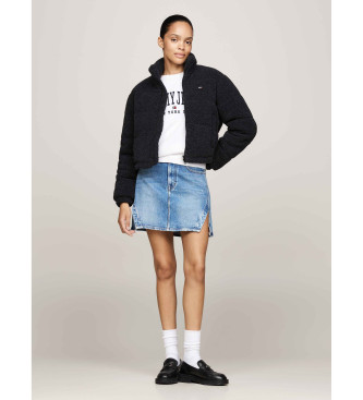 Tommy Jeans Giubbotto invernale in tessuto teddy nero