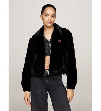 Tommy Jeans Synthetic fur zipped jacket black