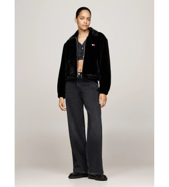 Tommy Jeans Synthetic fur zipped jacket black