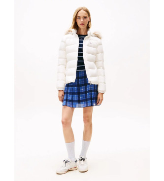 Tommy Jeans Izrazito bela svetleča pernata jakna s puhom