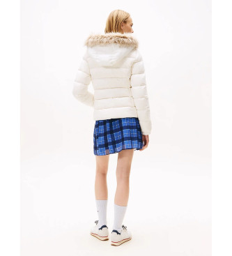 Tommy Jeans Izrazito bela svetleča pernata jakna s puhom