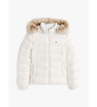 Tommy Jeans Izrazito bela svetleča pernata jakna s puhom