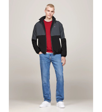 Tommy Jeans Omkeerbare jas van pluche met opvouwbare capuchon zwart