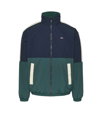 Tommy Jeans Omkeerbare jas van pluche met groene opvouwbare capuchon