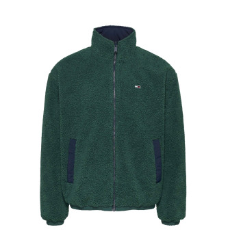 Tommy Jeans Omkeerbare jas van pluche met groene opvouwbare capuchon