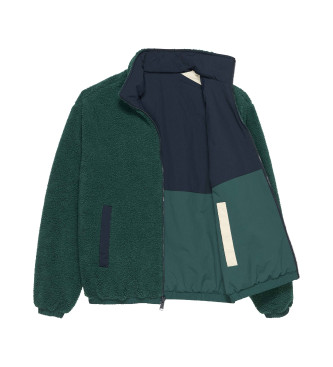 Tommy Jeans Chaqueta reversible de tejido de peluche con capucha plegable verde