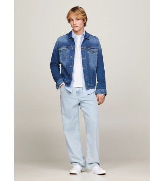 Tommy Jeans Blaue verblichene Stretch-Jeansjacke