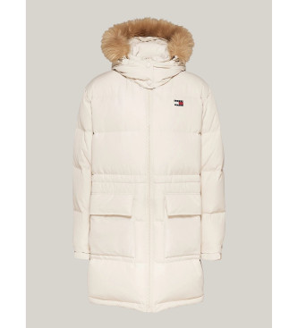 Tommy Jeans Alaska lng quiltad dunjacka beige