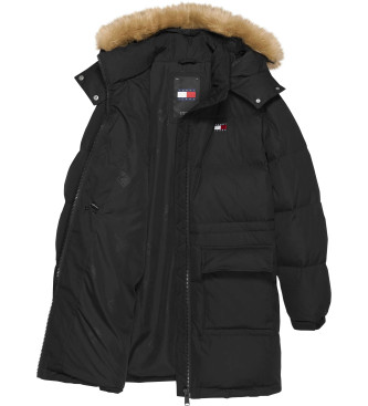 Tommy Jeans Alaska lange gesteppte Daunenjacke schwarz