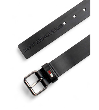 Tommy Jeans Leather belt with black roller buckle