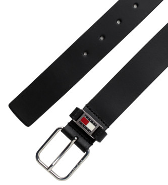 Tommy Jeans Leather belt with buckle badge black