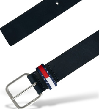 Tommy Jeans Leather belt with navy leather belt loop patch