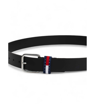 Tommy Jeans Ryan Essential Leren Riem Zwart