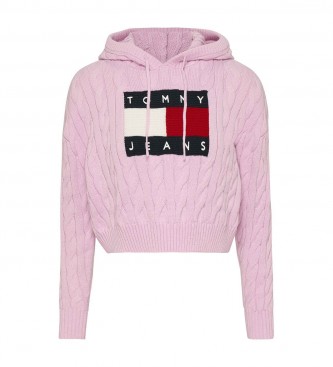 Tommy Jeans Flettet strikket sweatshirt med htte pink