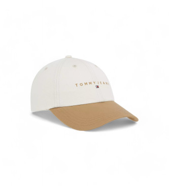 Tommy Jeans Cappello da baseball con logo ricamato bianco, marrone