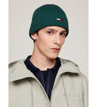 Tommy Jeans Stretch knitted hat with green logo