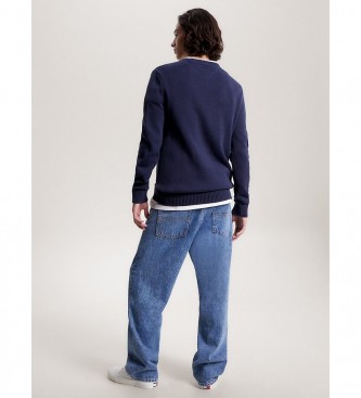 Tommy Jeans Essential marineblauer Logo-Pullover mit Rundhalsausschnitt