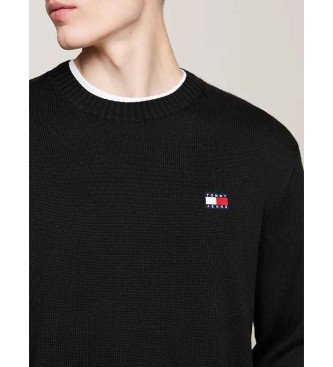 Tommy Jeans Wełniany sweter z czarną naszywką Tommy