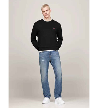 Tommy Jeans Wełniany sweter z czarną naszywką Tommy