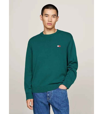 Tommy Jeans Wollen trui met groene Tommy-patch