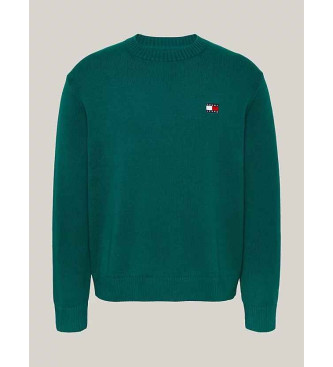 Tommy Jeans Wollen trui met groene Tommy-patch