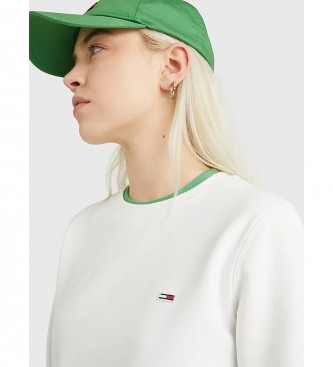 Tommy Jeans Pull Regular Fleece C Neck blanc