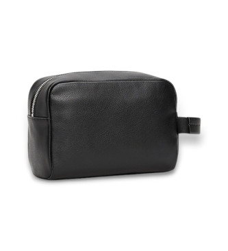 Tommy Jeans Borsa da toilette Heritage Leather Badge nera