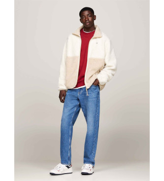 Tommy Jeans Beige fleecejacka i plysch