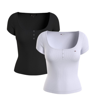 Tommy Jeans Frpackning med 2 T-shirts Henley vit, svart