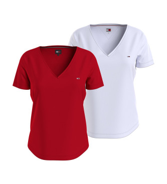 Tommy Jeans 2er-Pack Slim Logo-T-Shirts wei, rot