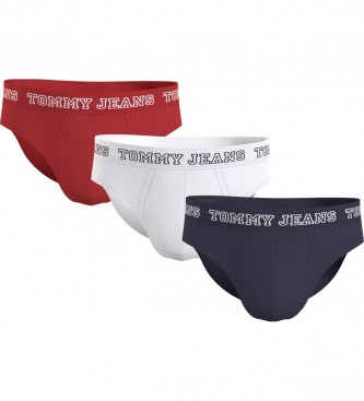 Tommy Jeans Pack de 3 slips logotipo marino, blanco, rojo