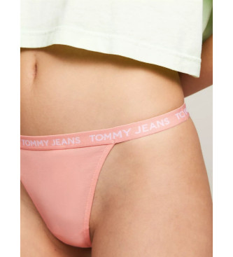 Tommy Jeans Zestaw 3 stringów Essential z różowym, zielonym napisem