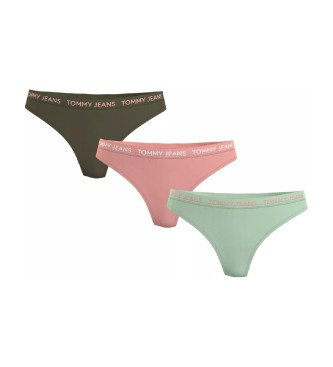 Tommy Jeans Pack of 3 Essential high waist thongs pink, green, 