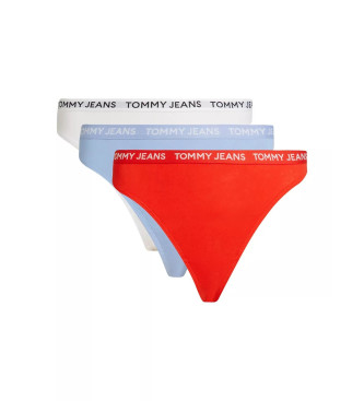 Tommy Jeans Pack de tres tangas logotipo rojo, azul, blanco