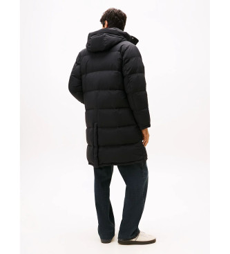 Tommy Jeans Casaco comprido acolchoado com capuz preto