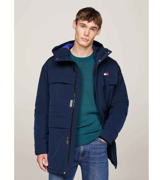 Tommy Jeans Parka i lrred med navyfarvet dunfyld