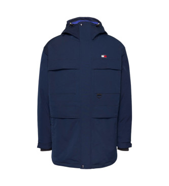 Tommy Jeans Parka i lrred med navyfarvet dunfyld