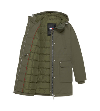 Tommy Jeans Parka techniczna puchowa zielona