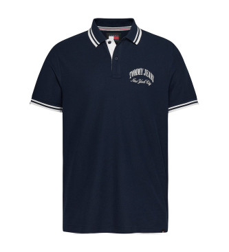 Tommy Jeans Marineblaues besticktes Poloshirt